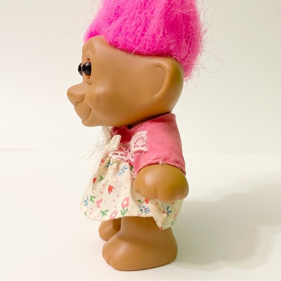 Vtg Troll Pink Hair Troll Doll with Floral Dress - Picture 5 of 16